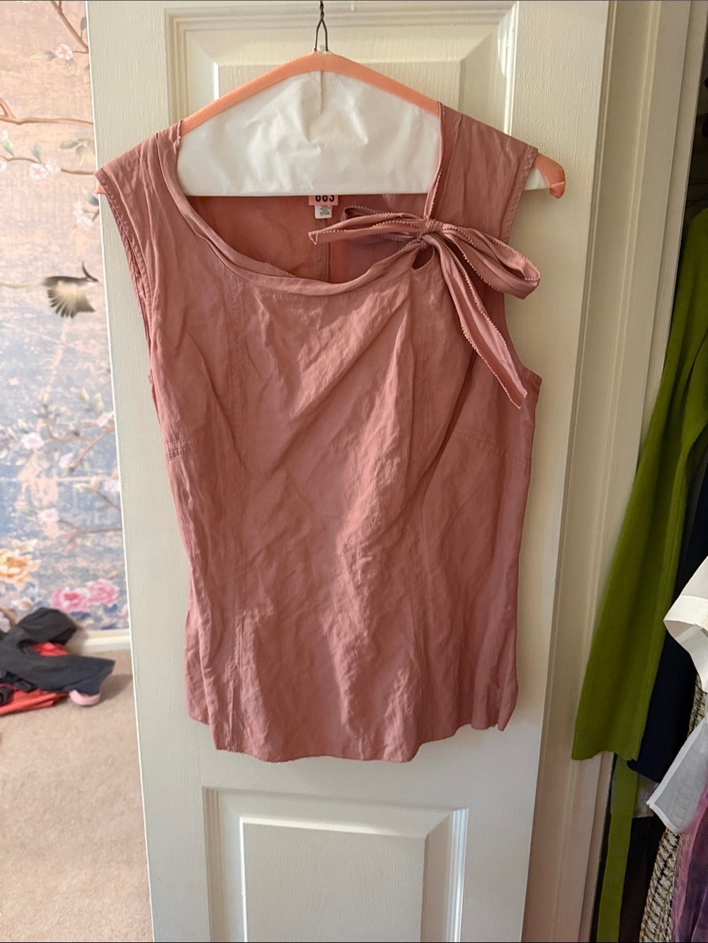 Sigrid Olsen Sleeveless Tank with Shoulder Bow in Dusty Rose